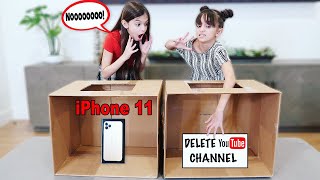 WIN iPhone 11 or TRAP  Whats In The Box Challenge  Emily and Evelyn [upl. by Roybn]