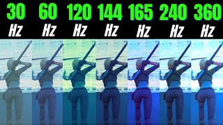 Fortnite 30Hz vs 60Hz vs 120Hz vs 144Hz vs 165Hz vs 240Hz vs 360Hz [upl. by Llekim]