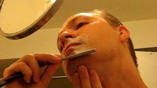 One Handed Straight Razor Shave pt 2 [upl. by Aaberg]