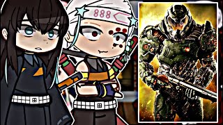 Hashiras React to Doom Slayer  Tiktok  Gacha React [upl. by Lenneuq]