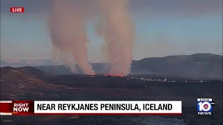 Volcano erupts in Iceland for 7th time since last December [upl. by Ailemap]