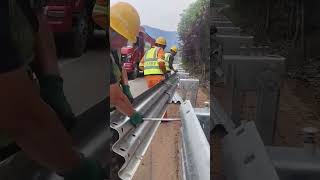 Installation process of highway galvanized isolation board [upl. by Eednim]