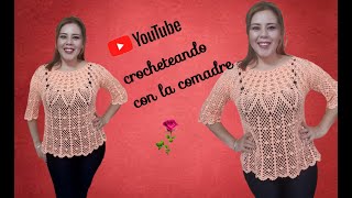 tutorial blusa cristal talla grandepart1 crocheteando con la comadre [upl. by Sialac]