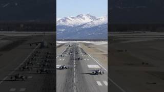 US Air Force Dozens of F22 Raptor Takeoff Hurry One By One [upl. by Denton]