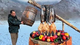 Pollo y Pescado Ahumados Acompañados de Verduras a la Parrilla [upl. by Zat664]