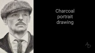 Arthur Shelby charcoal portrait drawing process [upl. by Enelram]