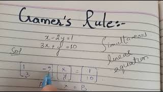 Cramers rule solved exampleHow to solve system of linear equations using Cramers ruleamina awan [upl. by Anayit]