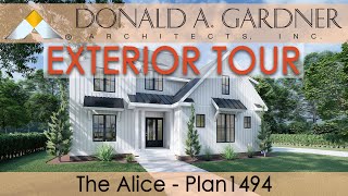 Twostory modern farmhouse home plan with a narrow width  The Alice [upl. by Delaryd]