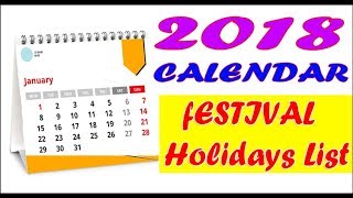 2018 calendar with holidays [upl. by Gibbie179]