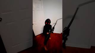 Grim reaper Halloween costume scary ghost glowing redeyes scythe [upl. by Irehs]