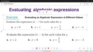 Evaluating Algebraic expressions [upl. by Eilloh]