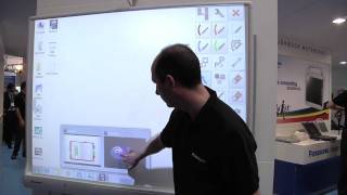 Panasonic elite Panaboard Multitouch Interactive Whiteboard UBT880 Demonstration at BETT 2010 [upl. by Anwahsed]