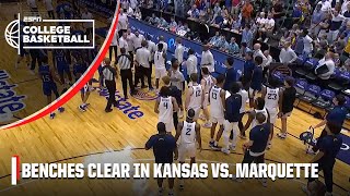 BENCHES CLEAR in Kansas vs Marquette 😤  ESPN College Basketball [upl. by Nimajeb]