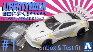 124 LB Works R35 GTR Ver2 Unbox and test fit Aoshima 054031 1 [upl. by Atnahc]