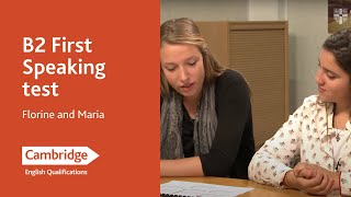 B2 First Speaking test  Florine and Maria  Cambridge English [upl. by Drewett]