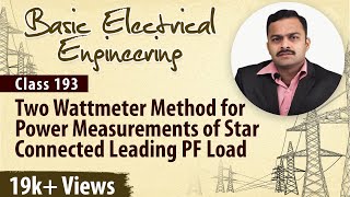 Two Wattmeter Method for Power Measurements Star Connected Leading PF Load [upl. by Kinimod272]