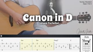 Canon in D  Johann Pachelbel  Fingerstyle Guitar  TAB  Chords  Lyrics [upl. by Millwater923]