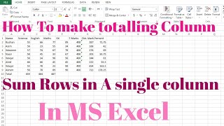 how to make a totalling Column Formula In Microsoft Excel  How To Sum Rows In A Column [upl. by Hairim]