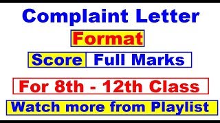 Complaint Letter format for class 8 9 10 11 and 12  Letter writing in English  Complaint Letter [upl. by Ilohcin932]