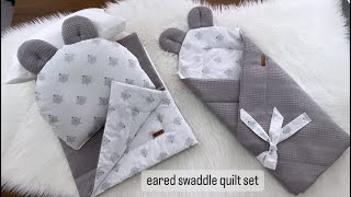 Baby nest Eared Swaddle Quilt Set Making  Baby Sleeping Set Sewing 🐰 [upl. by Packston]