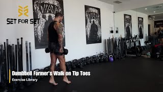 Dumbbell Farmers Walk on Tip Toes  SFS Exercise Library [upl. by Wilber]