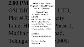 Virtual Walkin Drive on Peoplesoft Techincal Developer HCM OSI Digital [upl. by Siroval]