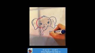 Vẽ con Voi 🐘 từ chữ C drawing art paintok drawing tutorial mspaint [upl. by Asiek]