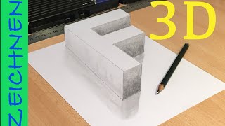 Wie ZEICHNEN man ein 3D Buchstaben F Zeichnen Lernen für Anfänger 3DdrawJG [upl. by Myke]