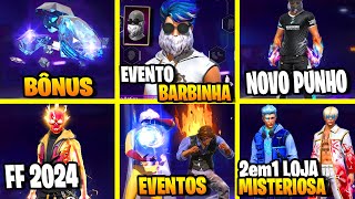 CALENDARIO SEMANAL FREE FIRE BARBINHA BÔNUS DE DIAMANTE 2EM1 LOJA MISTERIOSA NOVIDADES FREE FIRE [upl. by Hartnett87]