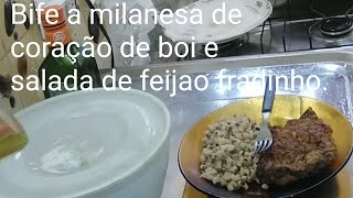 Bife a milanesa de coração de boi Salada de feijão fradinho homenagem aos 9 mil inscritos [upl. by Schlicher323]