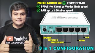 MIKROTIK HEX 3 in 1 CONFIGURATION PORT2 MAIN WIFI BOARD  PORT3 AP  PORT4 PPPoE  PORT5 LAN [upl. by Anesuza]