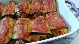 Involtini di melanzane con spaghettisemplici e veloci [upl. by Ariamat]