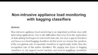 Non intrusive appliance load monitoring with bagging classifiers [upl. by Ahsaz]