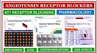 ANGIOTENSIN RECEPTOR BLOCKERS  AT1 RECEPTOR ANTAGONIST  MECHANISM OF ACTION  USES  SIDE EFFECTS [upl. by Naihtsirc]