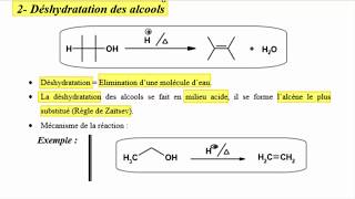 Hydrocarbure SMC S4 Déshydratation des alcools Élimination dune molécule deau règle de Zaïtsev 10 [upl. by Atwater948]