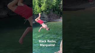 Cliff jumping Black Rocks Marquette [upl. by Millham110]