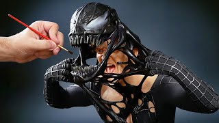 Zbrush  How to sculpt a realistic VENOM bust  Timelapse 3d modelling [upl. by Hansel]