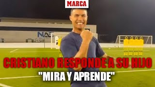 Cristiano responde a su hijo e imita su golazo de falta quotMira y aprendequot I MARCA [upl. by Atteuqehs]