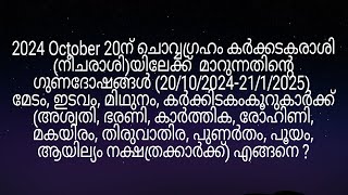 2024 October 20ന് ചൊവ്വ കർക്കടകരാശിയിലേക്ക് മാറുന്നത് അശ്വതി മുതൽ ആയില്യം നക്ഷത്രക്കാർക്ക് എങ്ങനെ [upl. by Candace256]