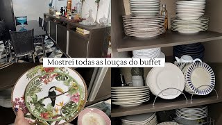 TOUR PELA CRISTALEIRA DA SALA DE JANTAR  LOUÇAS DO BUFFET  ITENS DE MESA POSTA  PARTE 02 [upl. by Latta]