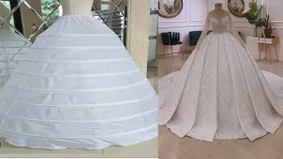 How to SEW HOOP SKIRT AND DETACHABLE PLEATED WEDDING BALL GOWN 💥 [upl. by Kessler542]