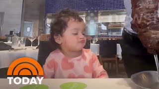 Watch this toddlers happy dance when food arrives at the table [upl. by Nanah325]