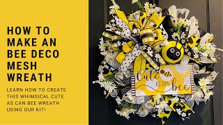 How to Make a Cute Bee Deco Mesh Wreath [upl. by Nniuq150]