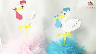 DIY CENTRO DE MESA PARA BABY SHOWER  CIGÜEÑA 🎈 Sabor De Fiesta [upl. by Eagle51]