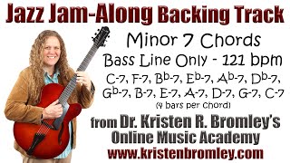 Minor 7 Chords Bass Line Track for Comping Practice 121 bpm  Jazz JamAlong Backing Track 29 [upl. by Yarw957]