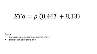 Cálculo evapotranspiración potencial Método Blanney – Criddle [upl. by Giacinta]