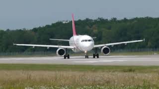 Air Arabia Airbus A320 landing amp takeoff at Basel EuroAirport [upl. by Ancalin]