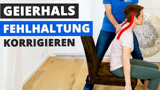 4 SEHR effektive Übungen gegen Geierhals ✅ amp Nackenschmerzen ⚡️ für zuhause [upl. by Homovec]