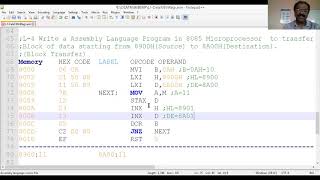 ASSEMBLY LANGUAGE PROGRAMMING IN 8085 MICROPROCESSORBlock Transfer [upl. by Aihtekal]