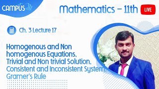 11th Math Live Lecture 17 Ch 3 Homogenous and Non homogenous Equations Trivial and Non trivial Sol [upl. by Luas]